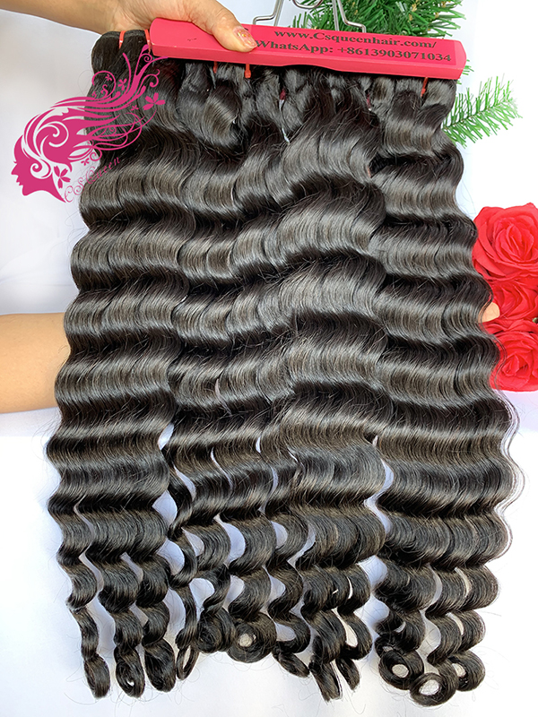 Csqueen 9A Paradise wave 3 Bundles with 13 * 4 Transparent lace Frontal Human hair - Click Image to Close